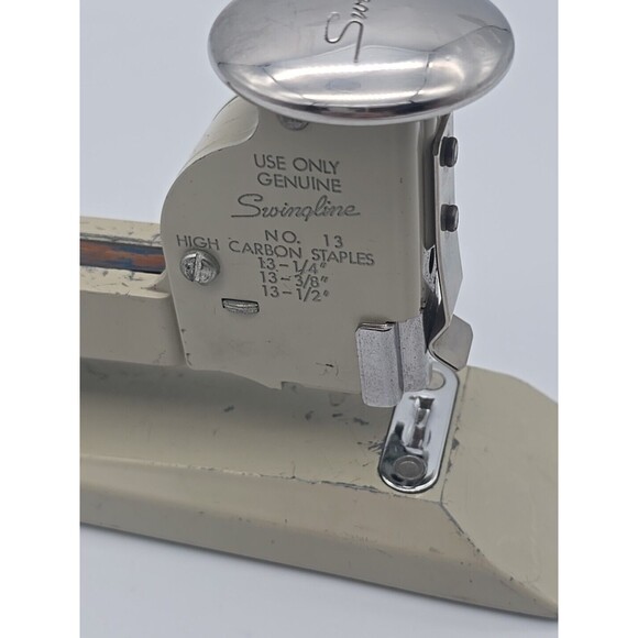 Vintage Swingline No 13 High Carbon Stapler Beige Heavy Duty Steel Made In USA - Picture 12 of 12